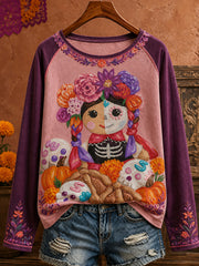 Women's Mexico Day of The Dead Art Printed T-shirt
