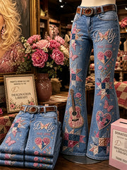 Women's Country Music Lover Floral Art Printed Pants