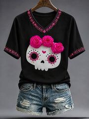Women's Mexico Day of The Dead Art Printed T-shirt