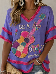 Women's Country Music Lover Floral Art Printed Tops