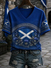 Women's Scotland St. Andrew's Day Printed V-neck T-shirt