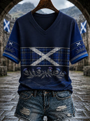 Women's Scotland St. Andrew's Day Printed V-neck T-shirt