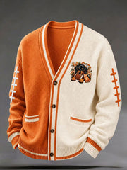 Men's Game Day Football Print Casual Cardigan
