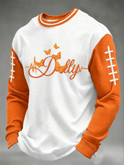Men's Game Day Football Print Casual Waffle Sweatshirt