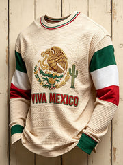 Men's Mexico Pride Flag Art Printed Waffle Sweatshirt