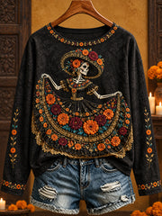 Women's Day of The Dead Floral Art Printed T-shirt