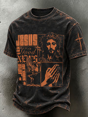 Men's faith theme pattern printed casual short-sleeve T-shirt