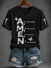 Women's Faith Printed V-neck T-shirt