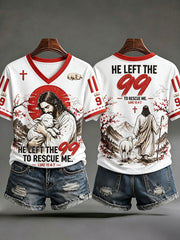 Women's "He left the 99 to rescue me" V-neck T-shirts