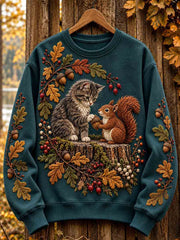 Women's Autumn Cute Cat Art Regular Sweatshirt