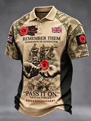 Men's Remembrance Day Lest We Forget polo shirt