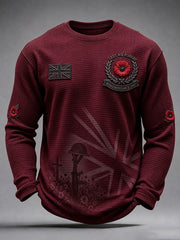 Men's Remembrance Day Lest We Forget Waffle Long Sleeve T-Shirt