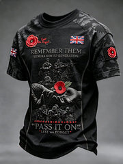 Men's Remembrance Day Lest We Forget short sleeves t-shirt