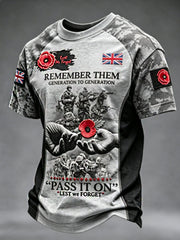 Men's Remembrance Day Lest We Forget short sleeves t-shirt