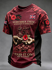 Men's Remembrance Day Lest We Forget short sleeves t-shirt