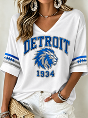 Women's Mid-length Sleeves V-Neck T-Shirt
