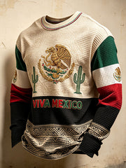 Men's Mexico Pride Flag Art Printed Waffle Sweatshirt