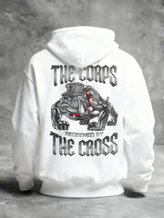 Men's Trained By The Corps Redeemed By The Cross Printed Casual Hoodie