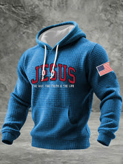 Men's  Jesus The Way The Truth The Life Checkered Cotton Hoodie