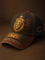 Unisex Faith Cross Lion Print Hat