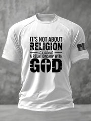 Men's It's Not a Religion It's a Relationship Faith Cross Short Sleeve T-shirt