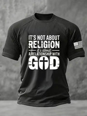 Men's It's Not a Religion It's a Relationship Faith Cross Short Sleeve T-shirt