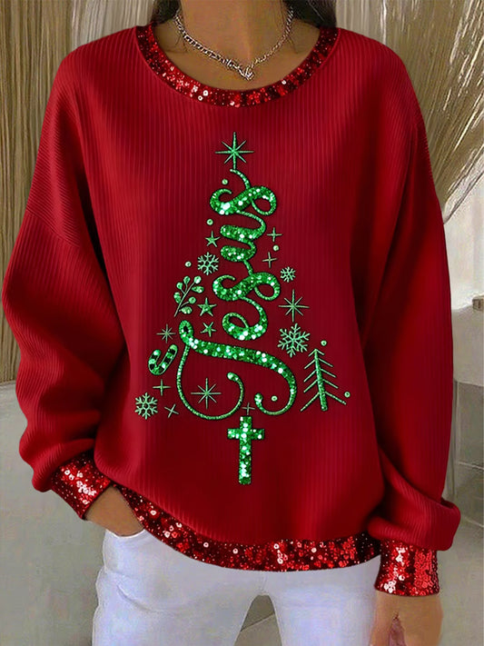Women's Christmas Belief Print Casual Sweatshirt