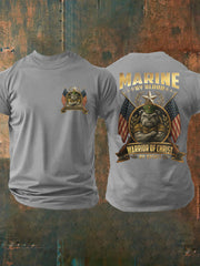 Men's Marine By Blood Warrior Of Christ By Spirit Printed Casual T-shirt