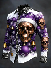 Men's Vintage Christmas Skull Long Sleeve Shirt