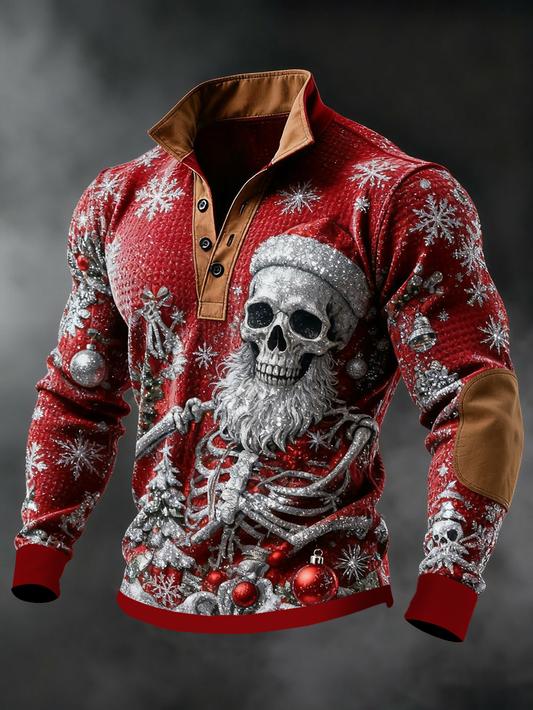 Men's Retro Christmas Skull Printed Sweatshirt