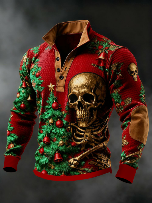 Men's Retro Christmas Skull Printed Sweatshirt