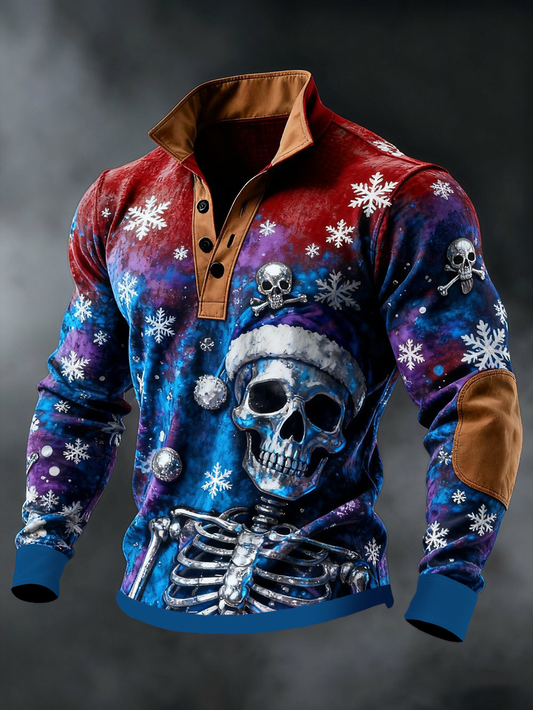Men's Retro Christmas Skull Printed Sweatshirt