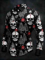 Men's Vintage Christmas Skull Long Sleeve Shirt