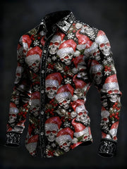 Men's Vintage Christmas Skull Long Sleeve Shirt