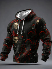 Men's Gothic Skull Printed Hoodie