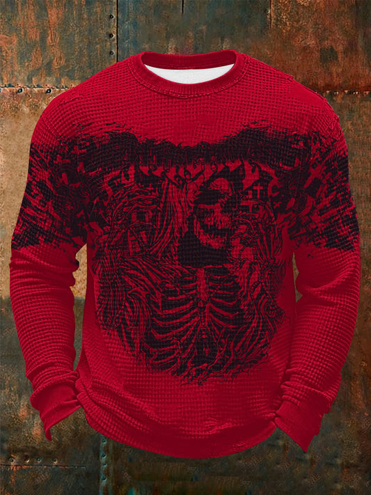 Men's Vintage Skull Waffle Long Sleeve T-Shirt