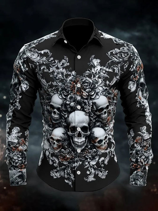 Men's Vintage Skull Long Sleeve Shirt