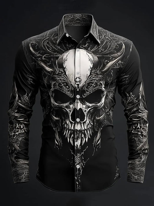 Men's Vintage Skull Long Sleeve Shirt
