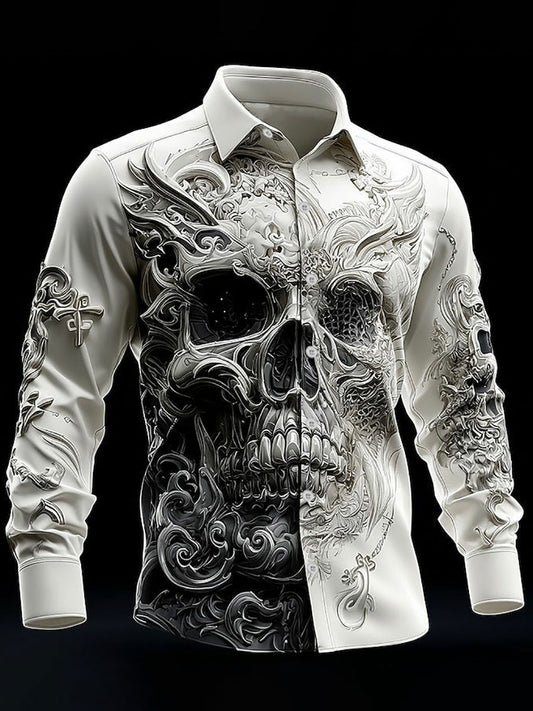 Men's Vintage Skull Long Sleeve Shirt