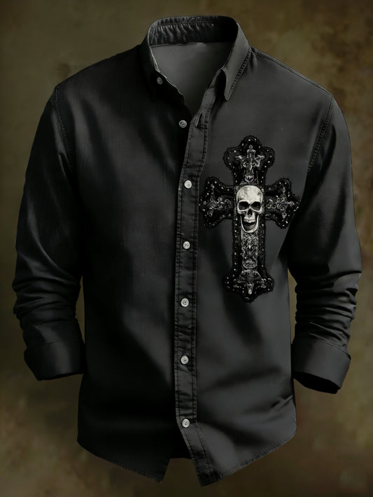Men's Vintage Skull Long Sleeve Shirt