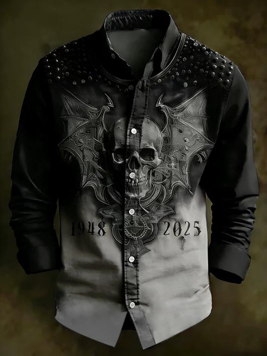 Men's Vintage Skull Long Sleeve Shirt