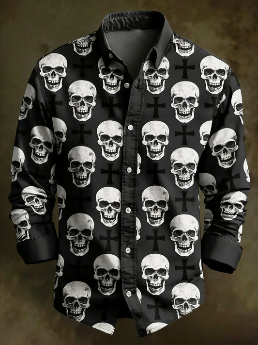 Men's Vintage Skull Long Sleeve Shirt