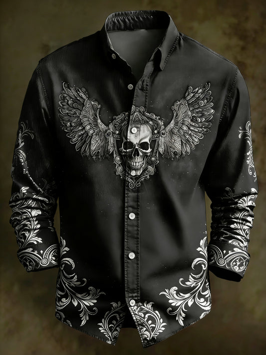 Men's Vintage Skull Long Sleeve Shirt