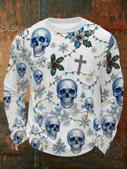 Men's Vintage Christmas Skull Waffle Long Sleeve T-Shirt