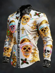 Men's Vintage Christmas Skull Long Sleeve Shirt