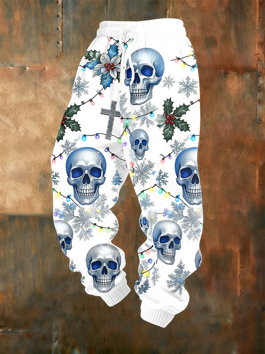 Men's Vintage Christmas Skull Pants