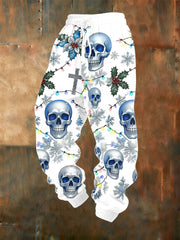 Men's Vintage Christmas Skull Pants
