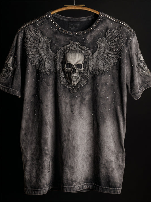 Men's Rock Skulls Printed T-shirt