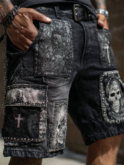 Men's Rock Skulls Printed Shorts