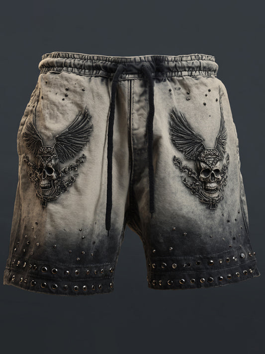 Men's Rock Skulls Printed Shorts